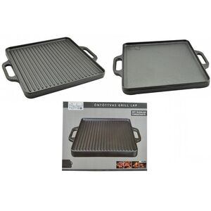 Grill lap &ouml;nt&ouml;ttvas 2 oldalas sz&ouml;gletes 32x32 cm HEB