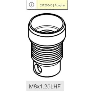 Adapter csavar, any&aacute;s M8 x 1.25 LHF - Load&Go 130mm - 63129002+63129008+63129015