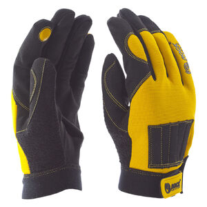 Mechanikai kesztyű, citromsárga-fekete, mágnesbetét a mutatóujjon és a kézháton, L- es