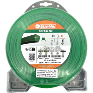 Fűnyíró damil Oleo-Mac 2.4x69m négyszög zöld GreenLine